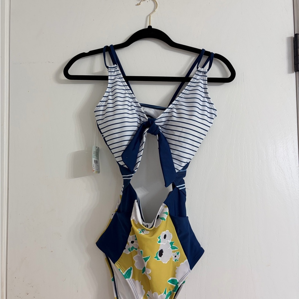 Striped and Floral Women's One Piece Swimsuit
